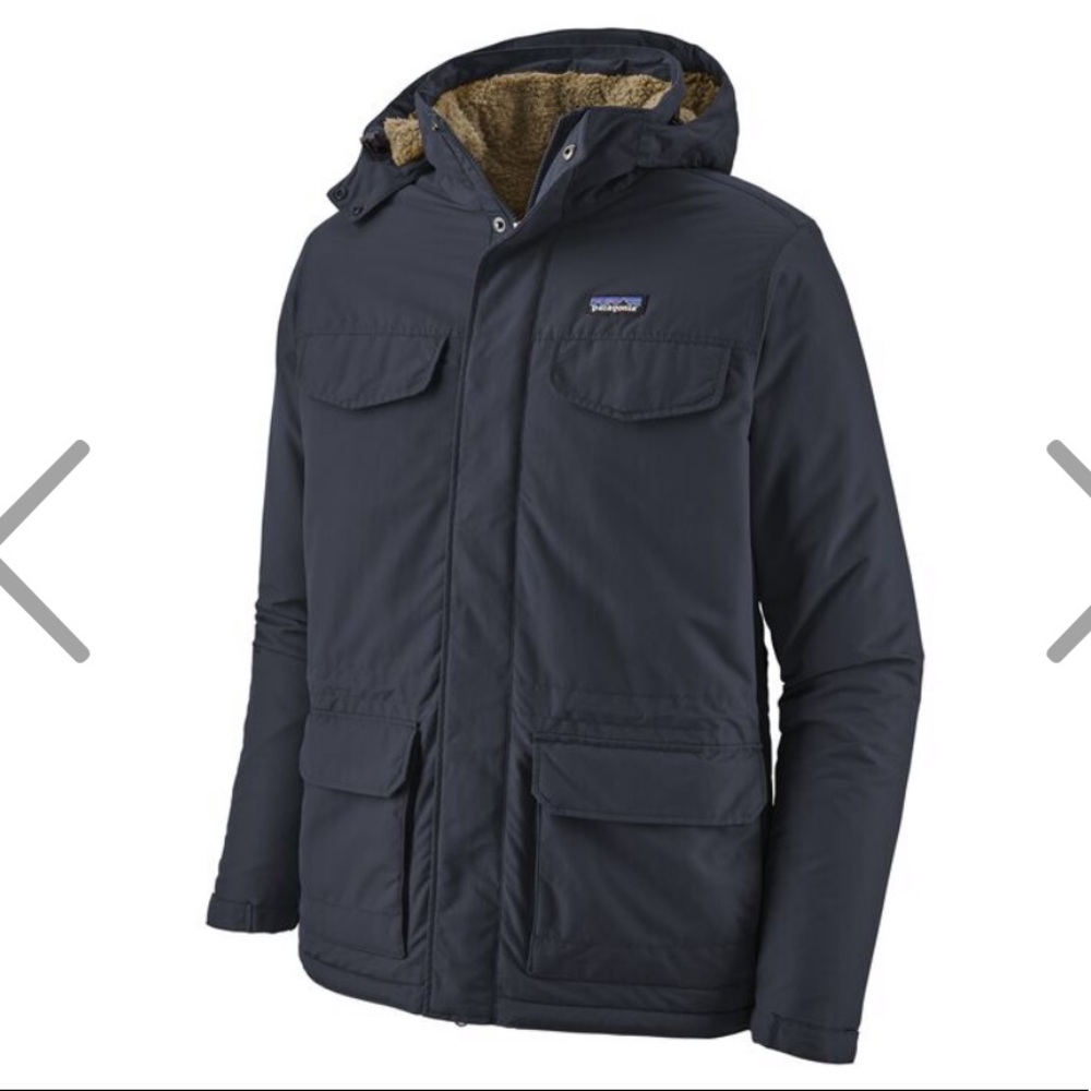 Patagonia mens isthmus- fur lined coat navy- mens